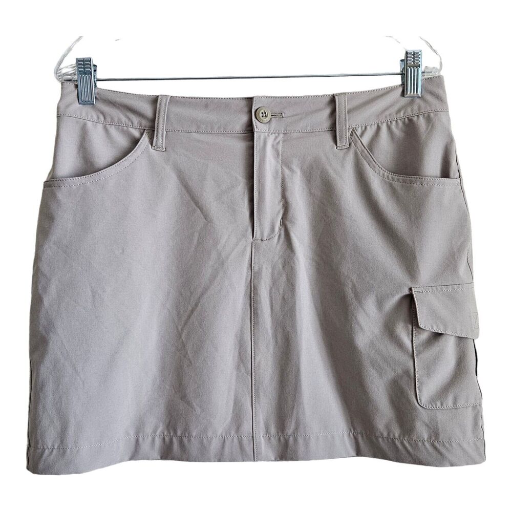 EDDIE BAUER Women's 8 Skort Skirt With Built In Shorts Beige Stretch Waist 32"